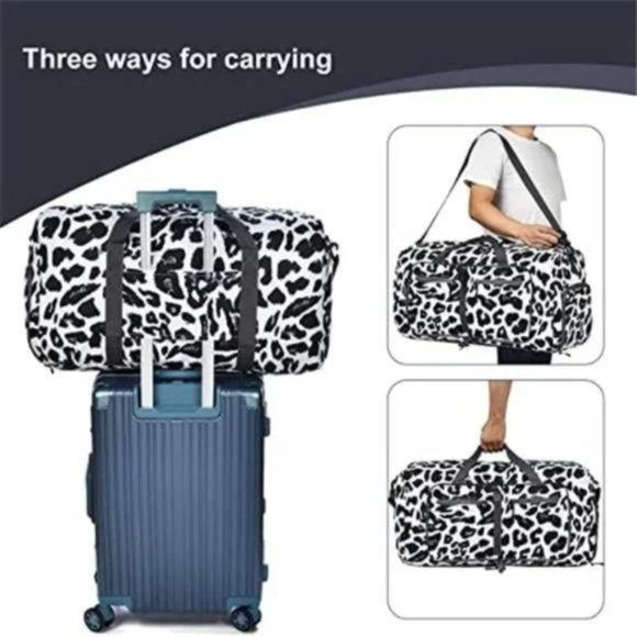 Overnight Bags Waterproof & Tear Resistant Z Black Leopard Print - Picture 4 of 6